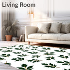 Dark Green Leafy Botanical Scatter Rug