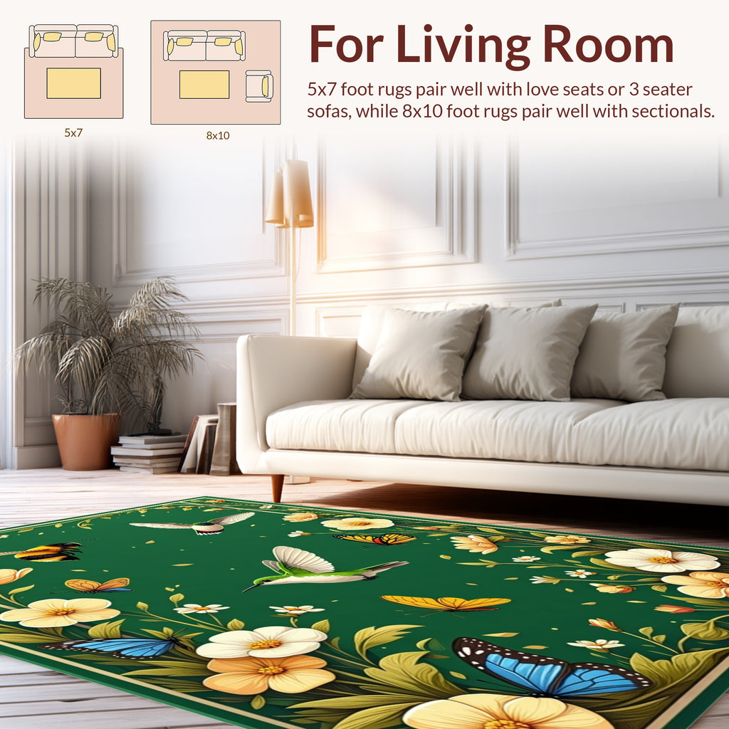 Nature's Garden Butterflies Hummingbirds Bees Rug
