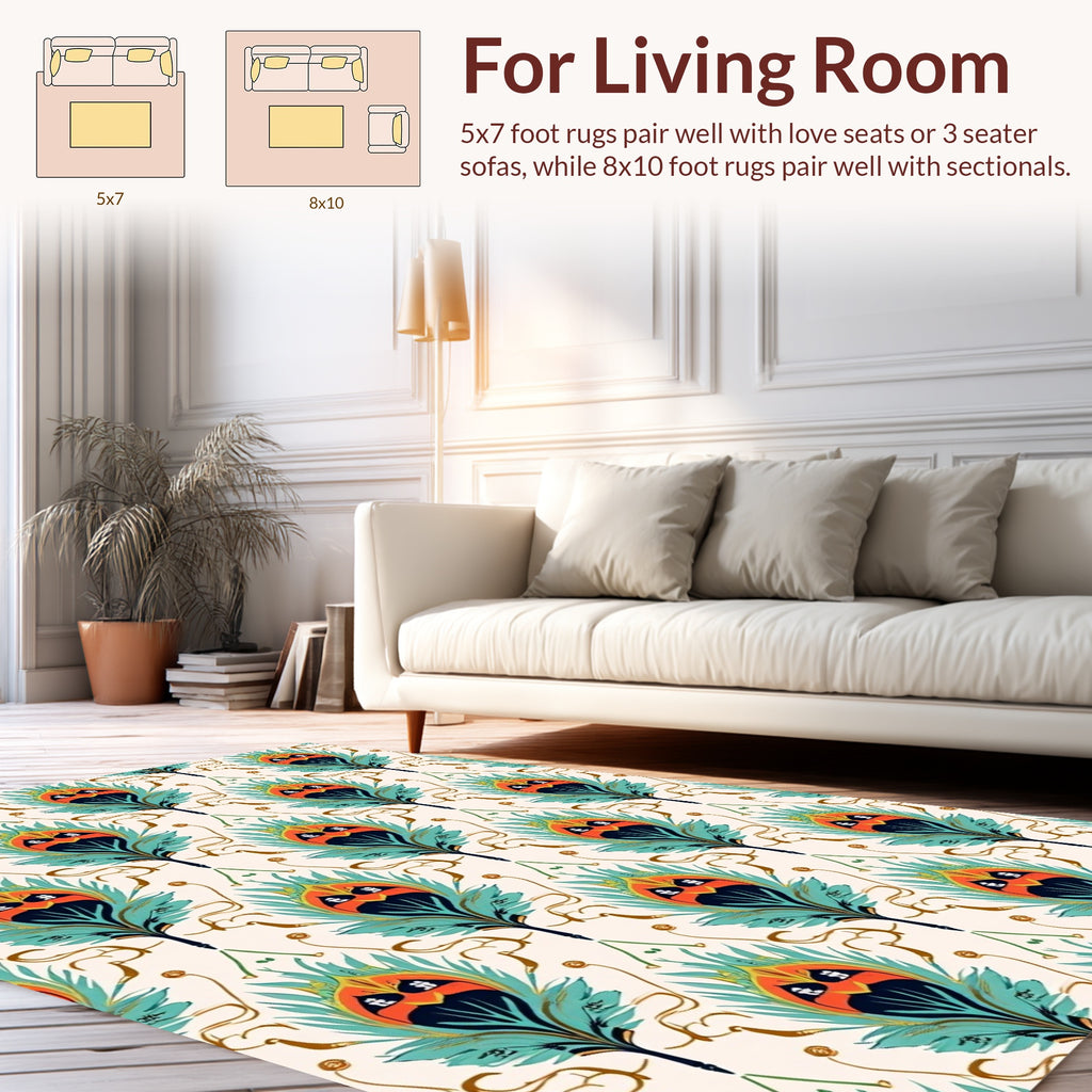Art Nouveau Peacock Feather Pattern Rug