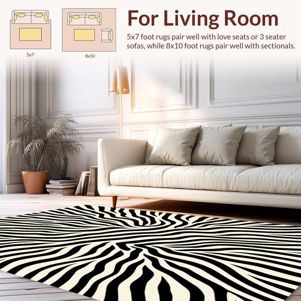 Bold Black and White Animal Print Rug