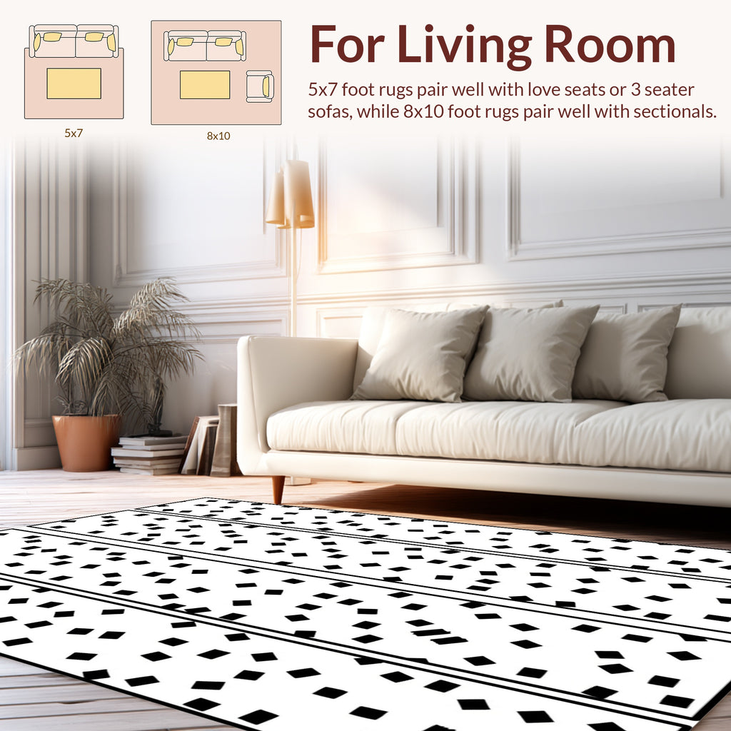 Scattered Black Square Pattern Liner Rug