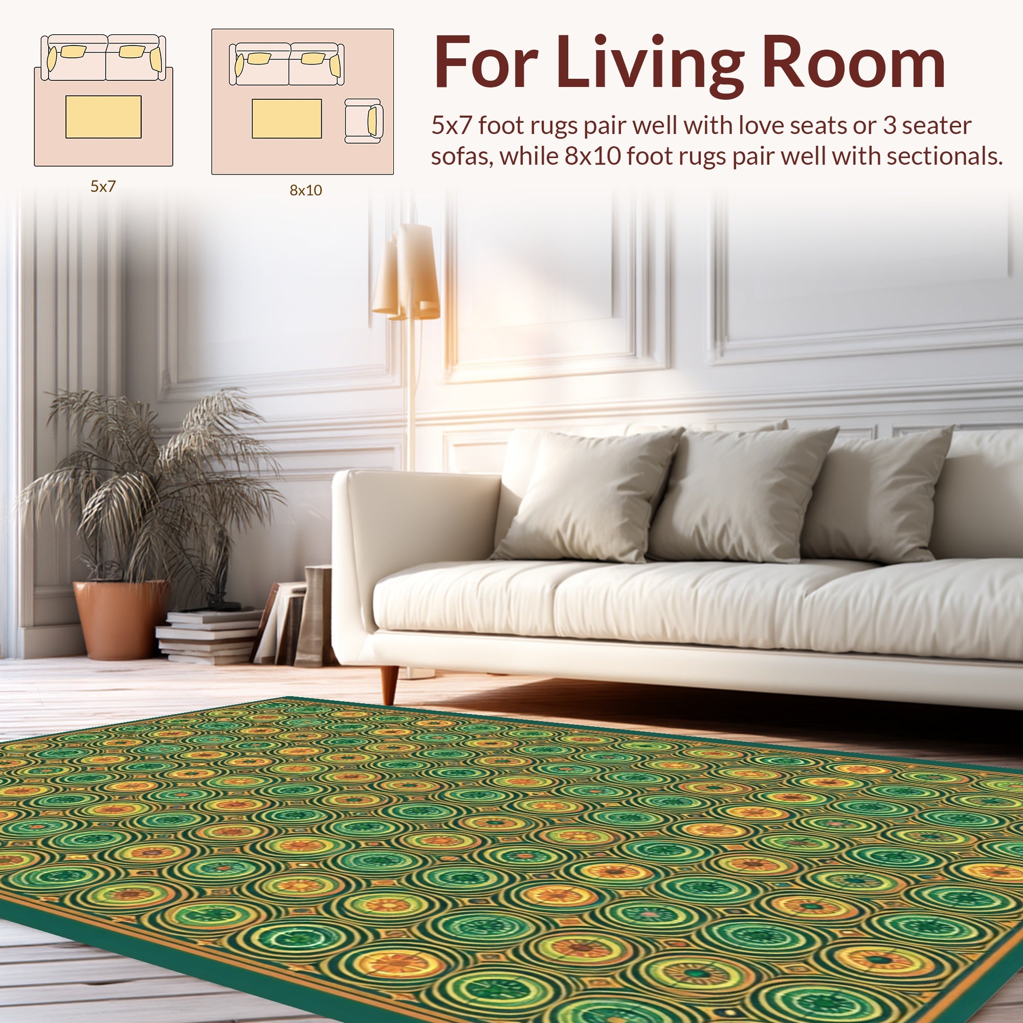 Retro Abstract Geometric Circles Rug
