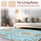 Light Blue Floral Medallion Motif Rug