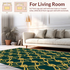 Golden Lion Heads Lattice Pattern Rug