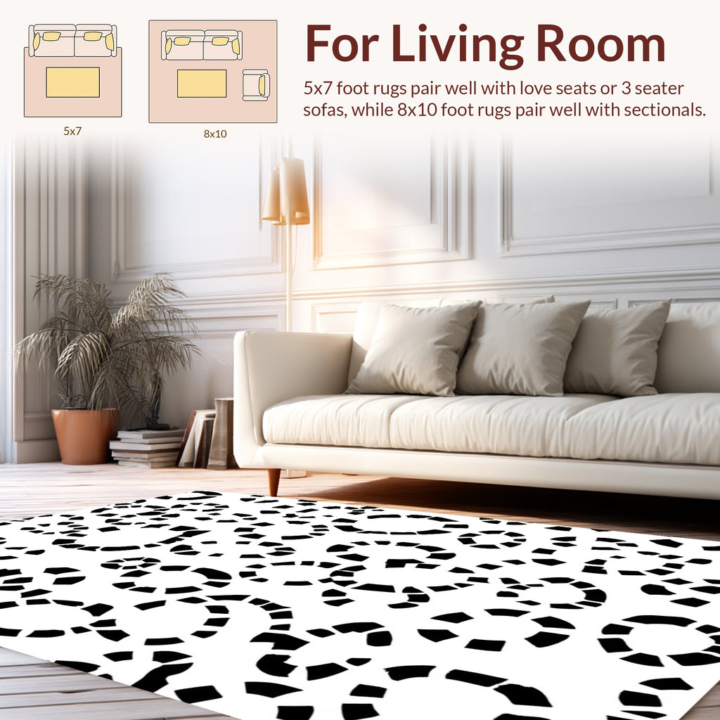 Abstract Black Circles Pattern Rug