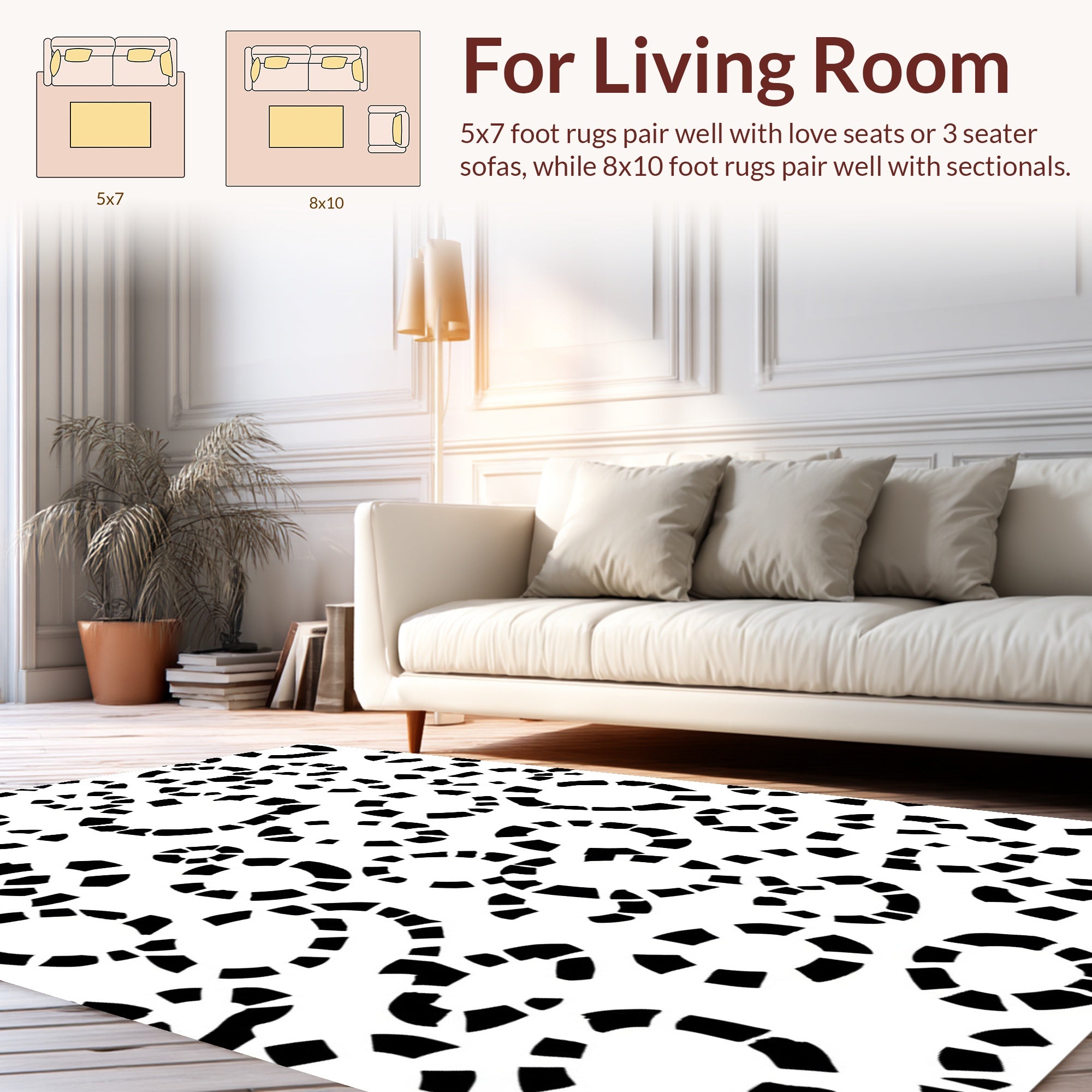 Abstract Black Circles Pattern Rug