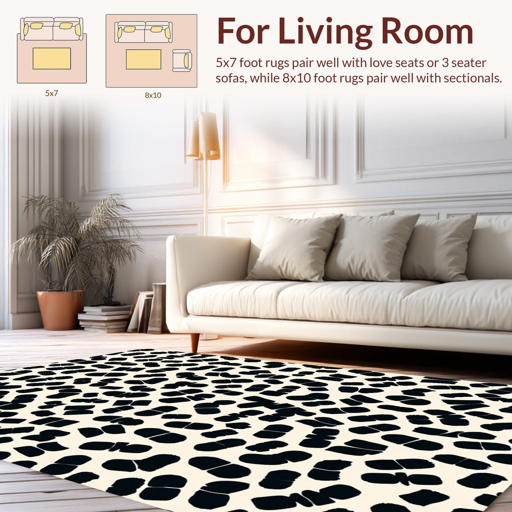 Abstract Black Pill Shape Pattern Rug