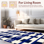 Deep Blue Grid Pattern Rug
