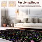 Whimsical Cat Floral Pattern Design Rug