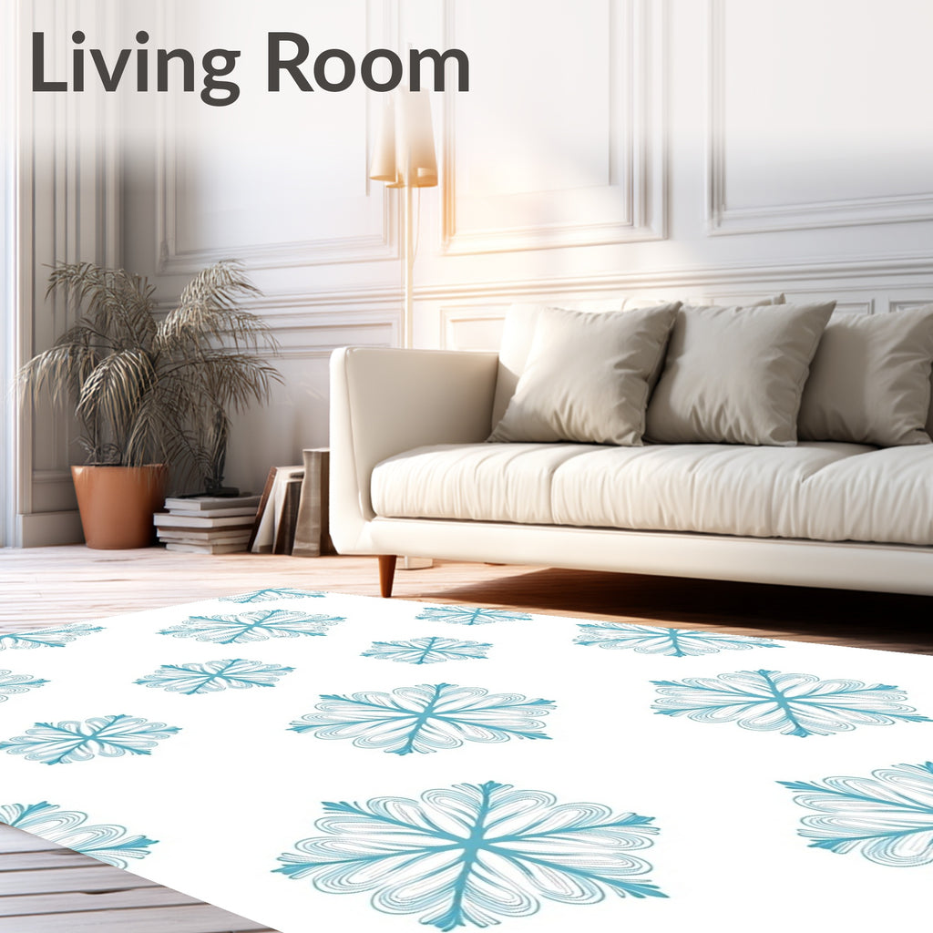 Aqua Snowflake Mosaic Repeat Rug