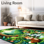 Whimsical Forest Woodland Fox Scene Rug