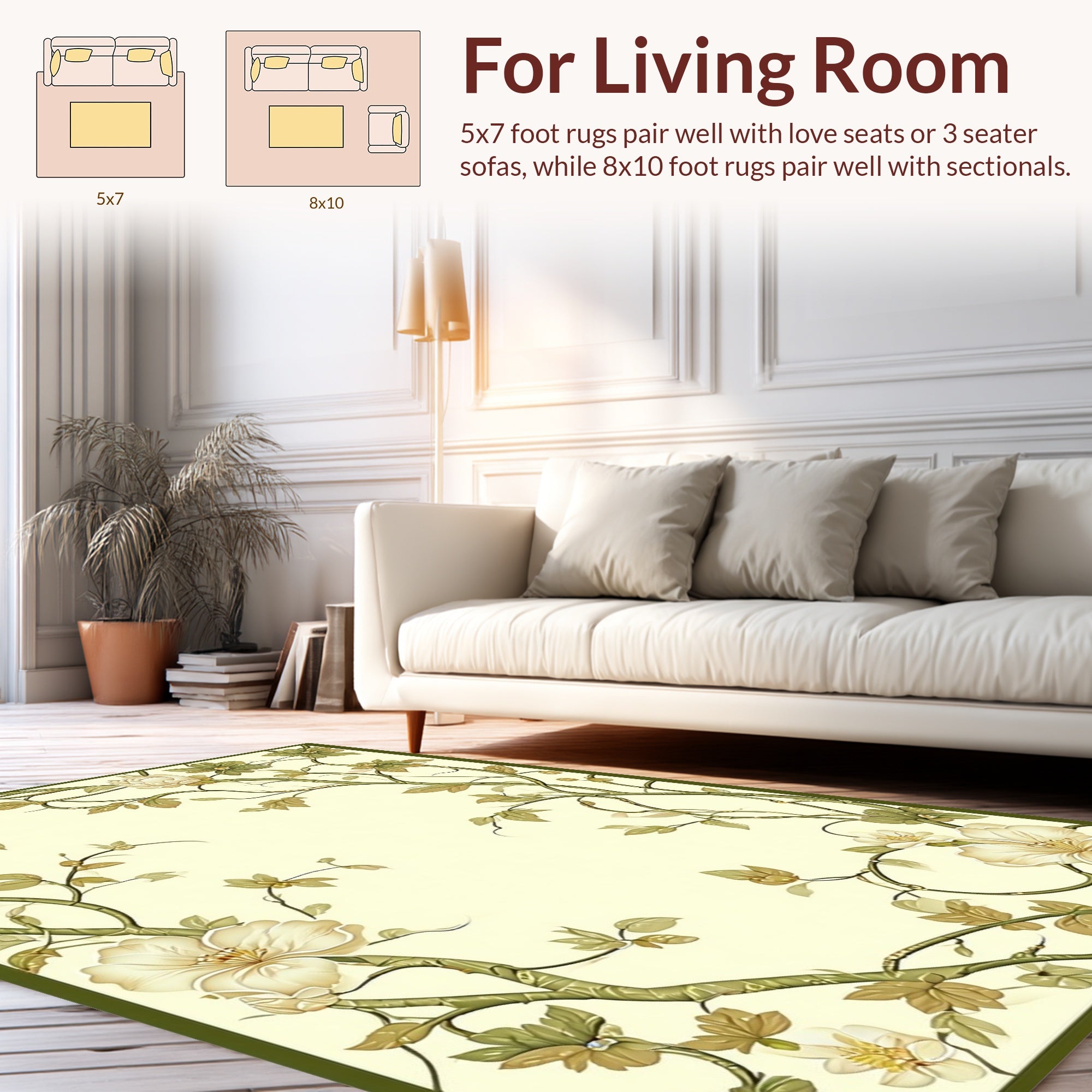 Botanical Vine Floral Garden Design Rug