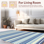 Classic Blue White Striped Design Rug