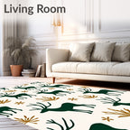 Forest Green Deer Autumn Foliage Rug