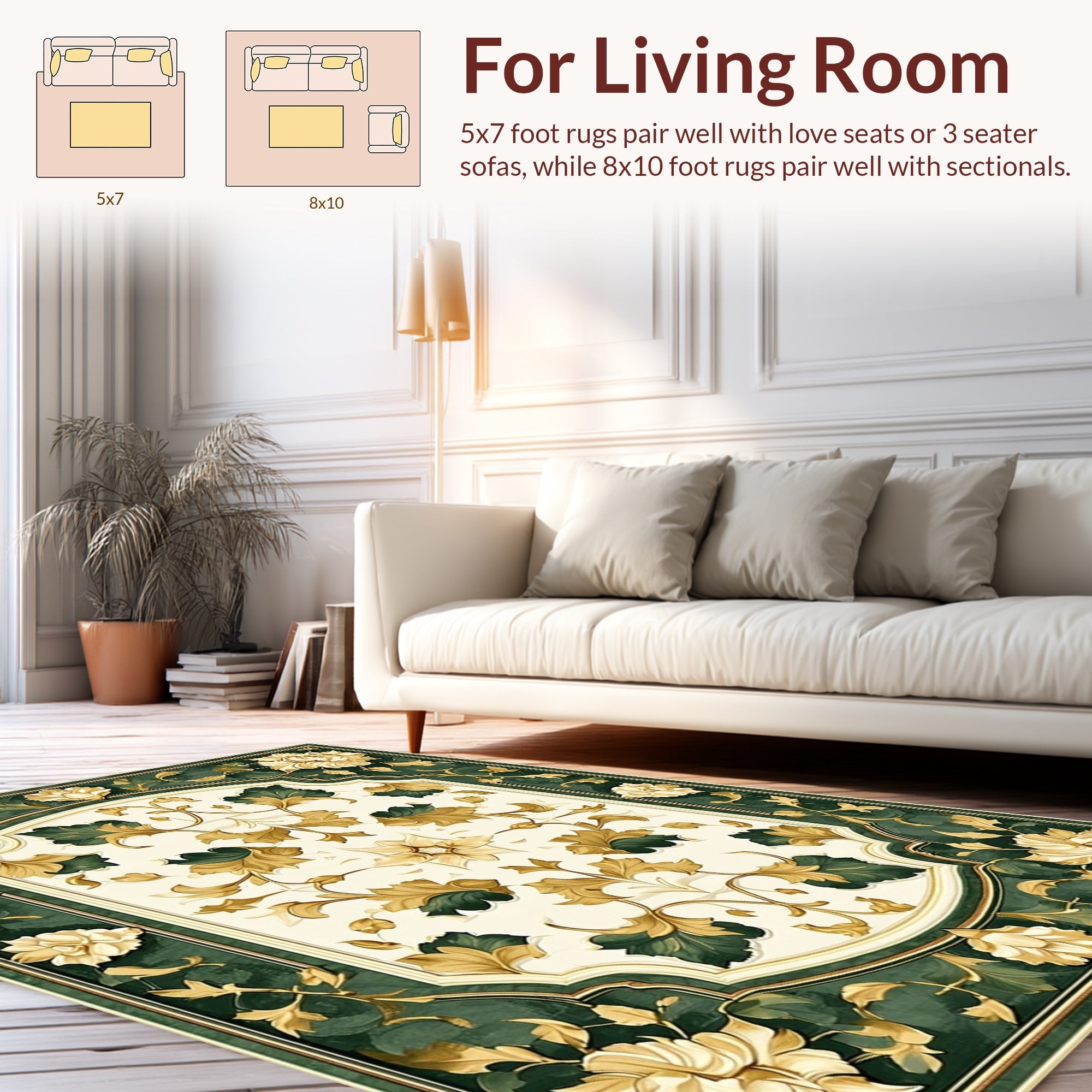 Elegant Floral Border Design Rug