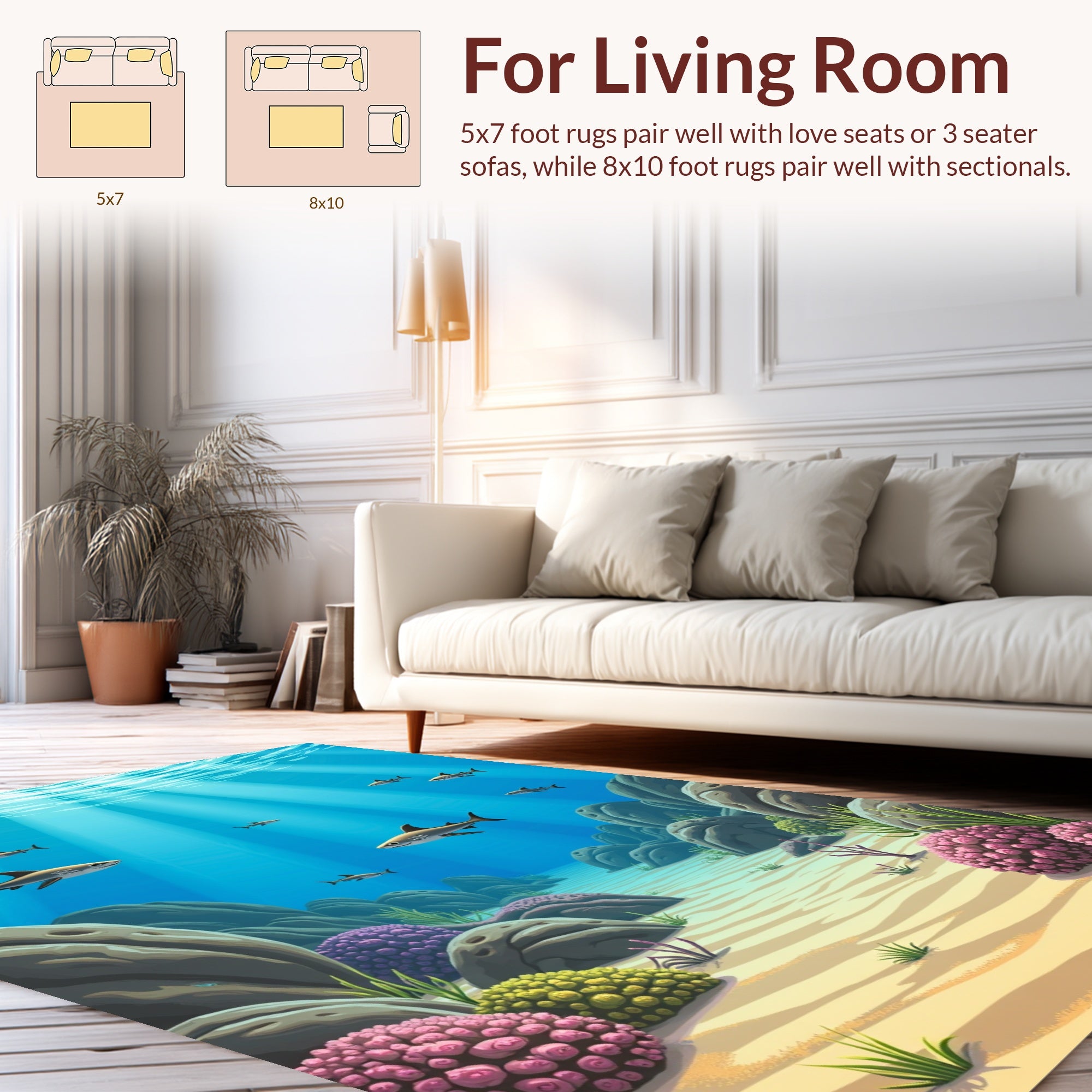 Sharks Coral Reef Undersea Design Rug