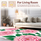 Pink Camellia Floral Pattern Rug