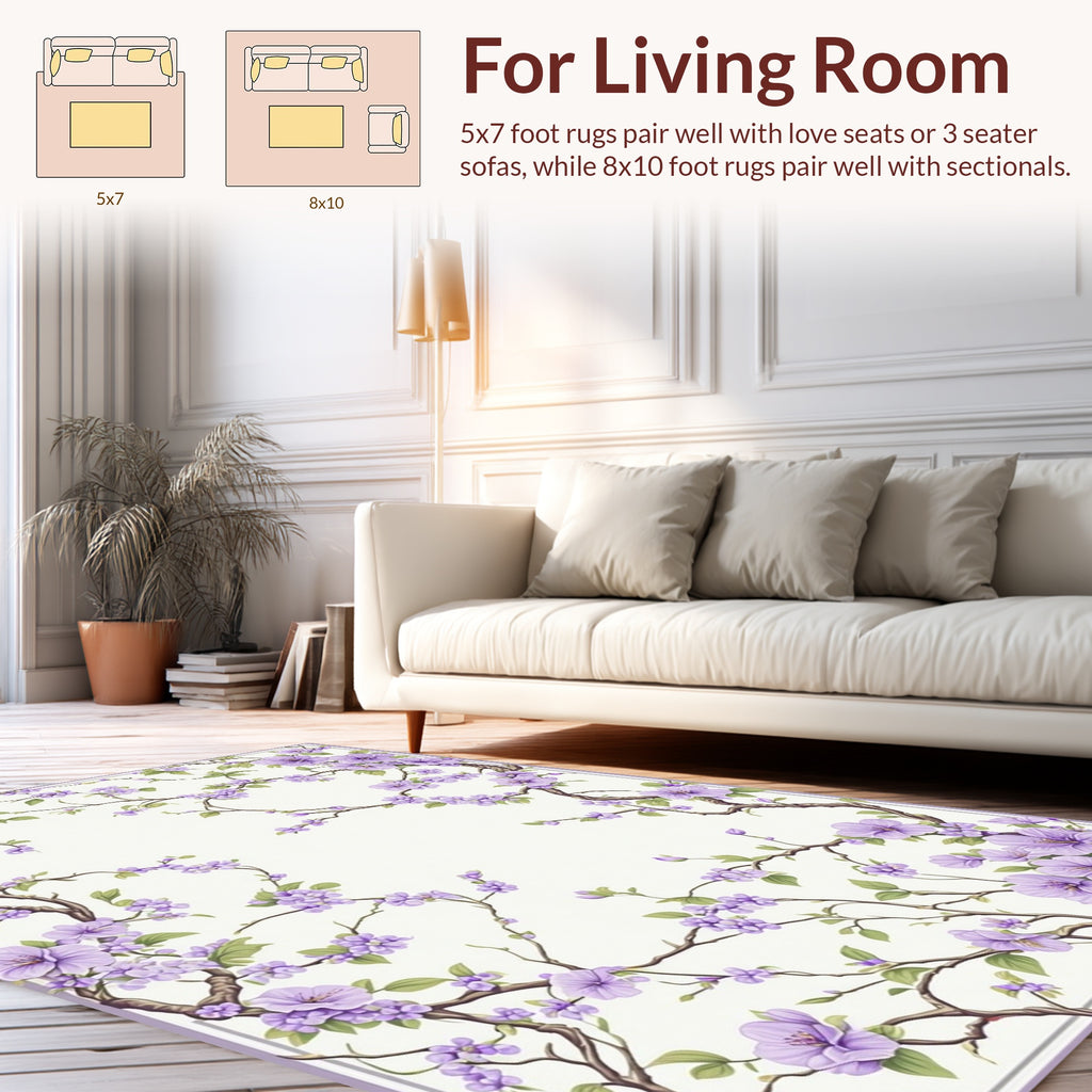Delicate Lilac Blossom Branches Rug
