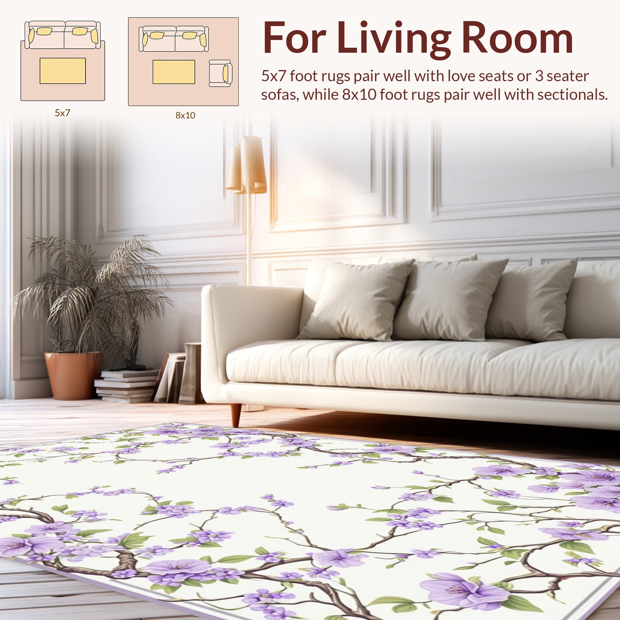 Delicate Lilac Blossom Branches Rug