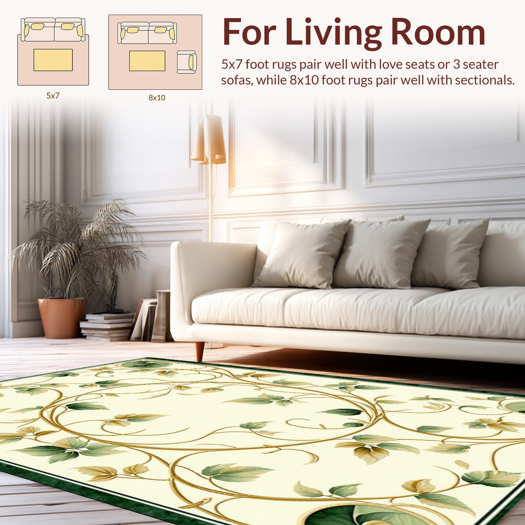 Elegant Vine Leaf Artwork Design Rug