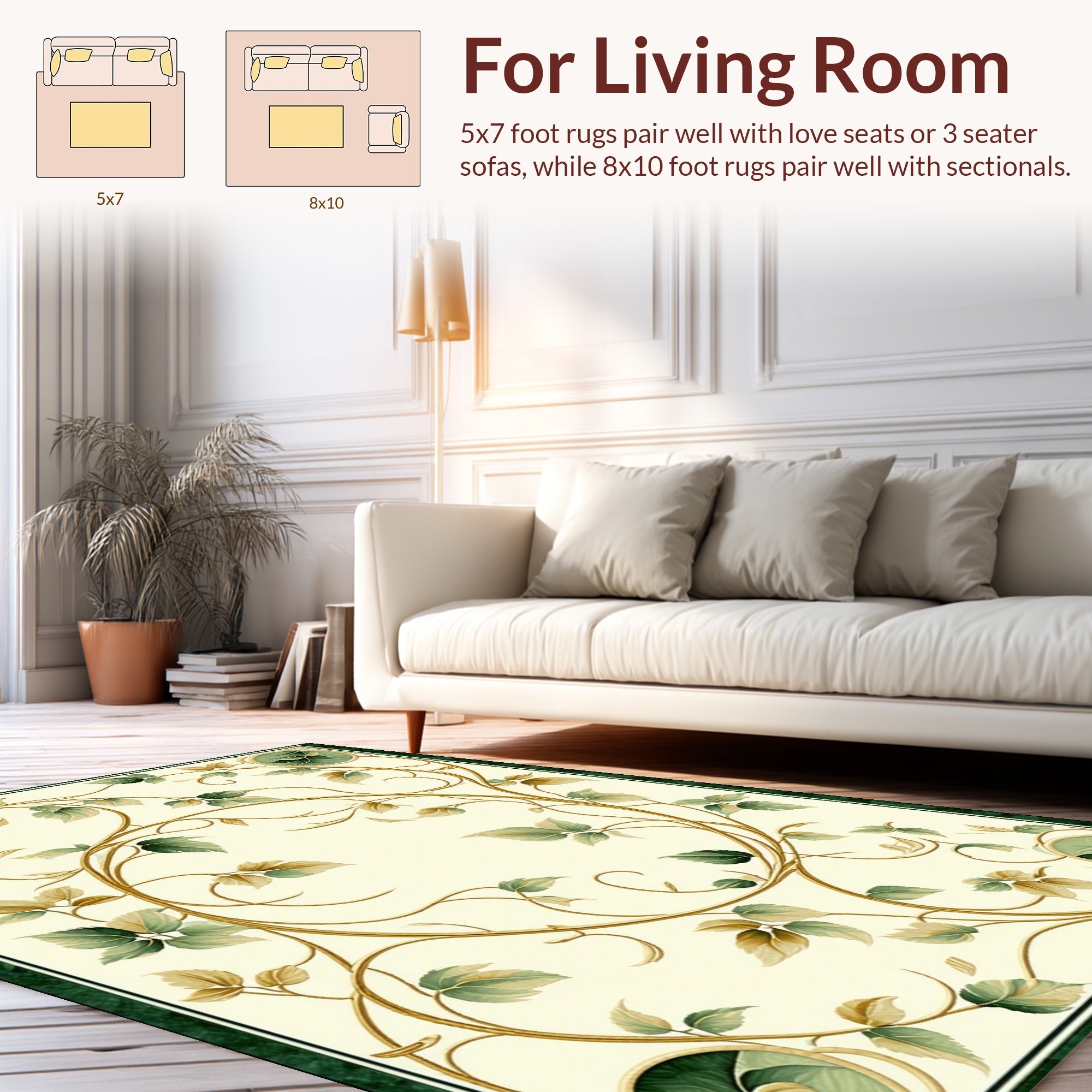Elegant Vine Leaf Artwork Design Rug