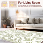 Delicate Green Leaf Botanical Pattern Rug