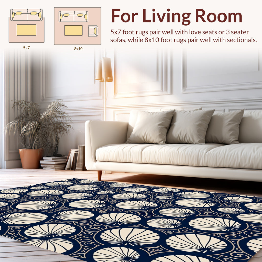 Art Deco Fan Floral Pattern Rug