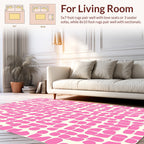 Loose Pink Geometric Fragment Pattern Rug