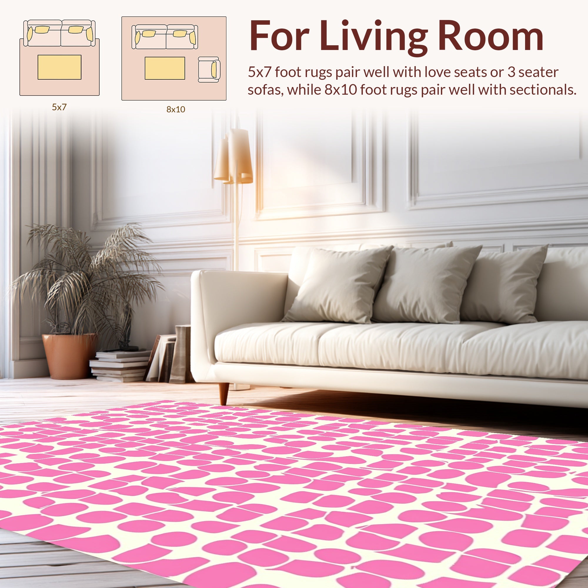 Loose Pink Geometric Fragment Pattern Rug