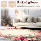 Pink Roses Floral Vine Pattern Rug