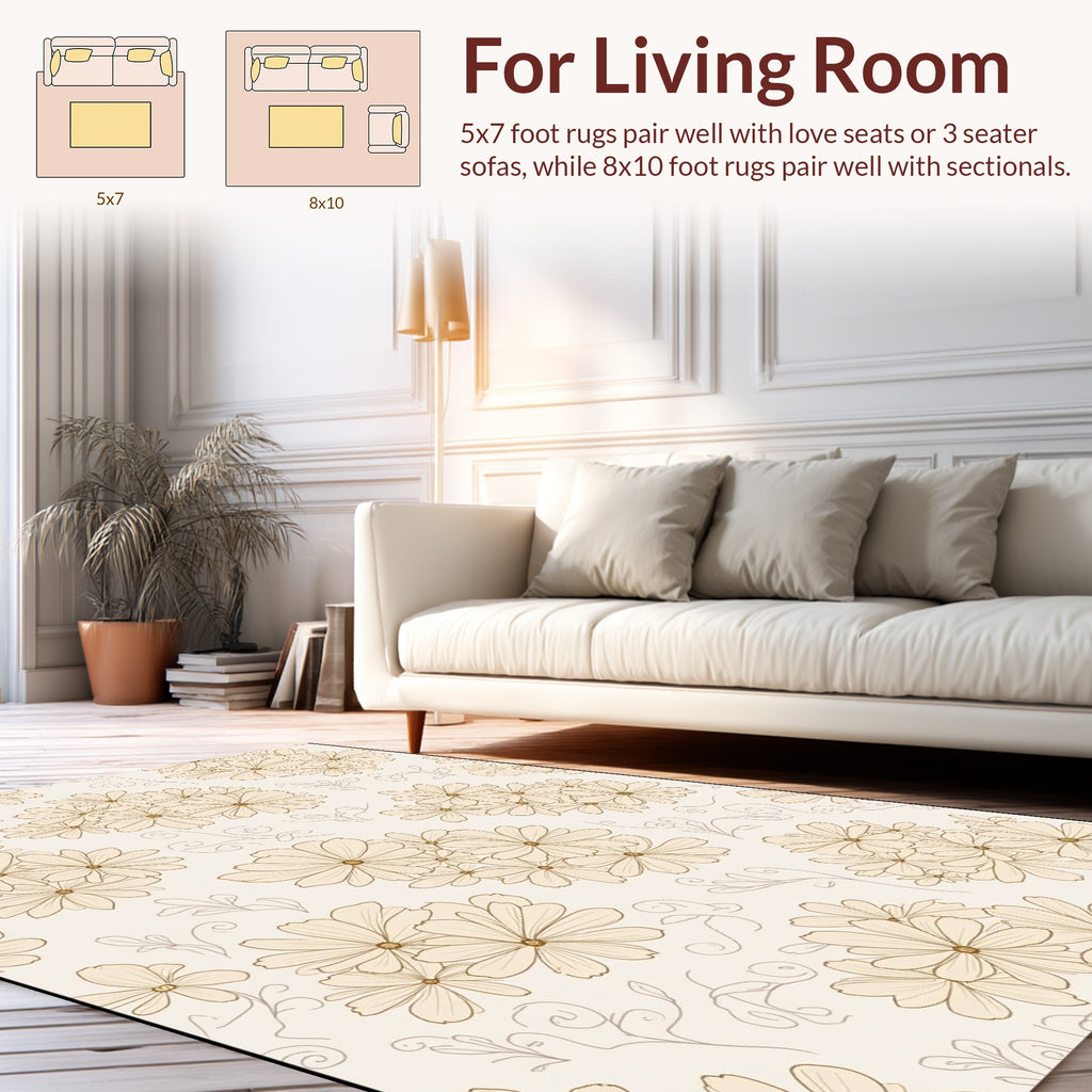 Creamy Daisy Pattern Rug