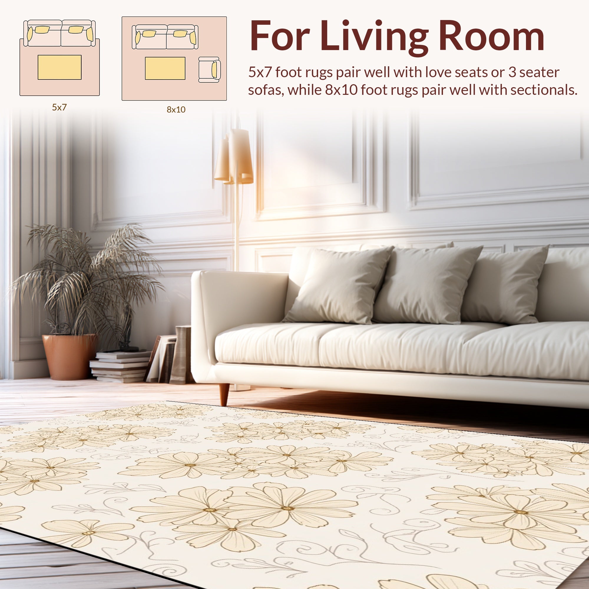 Creamy Daisy Pattern Rug