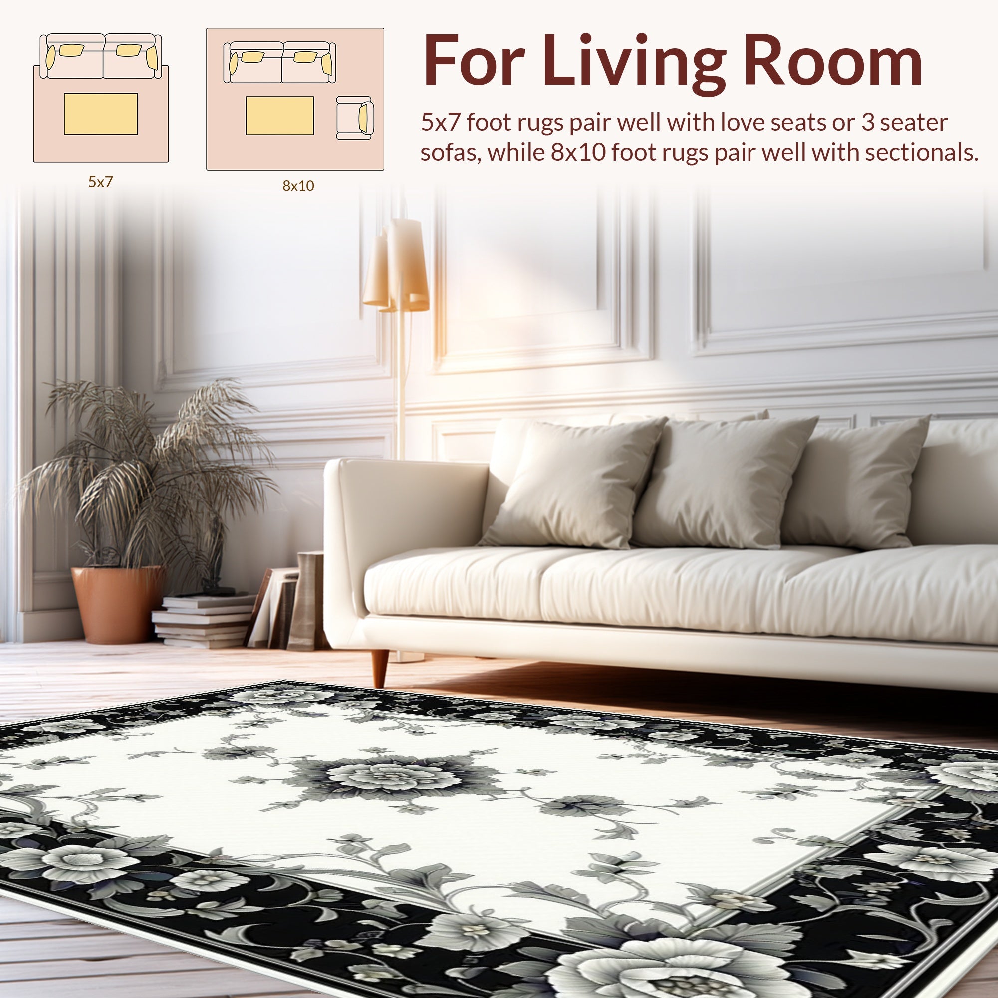 Ornate Floral Scrollwork Pattern Rug