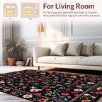Vibrant Floral Whimsical Tapestry Design Rug