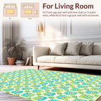 Aqua Yellow Floral Garden Pattern Rug