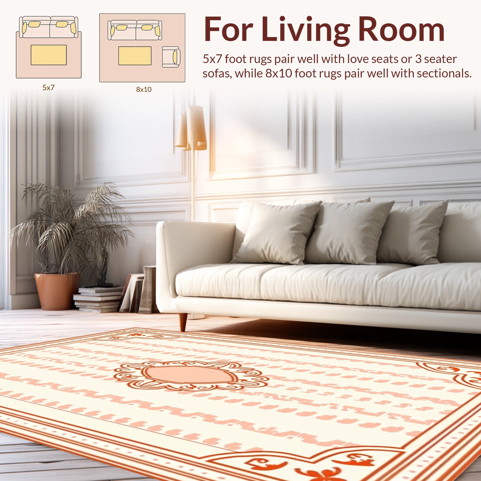 Vintage Floral Medallion Striped Geometric Rug
