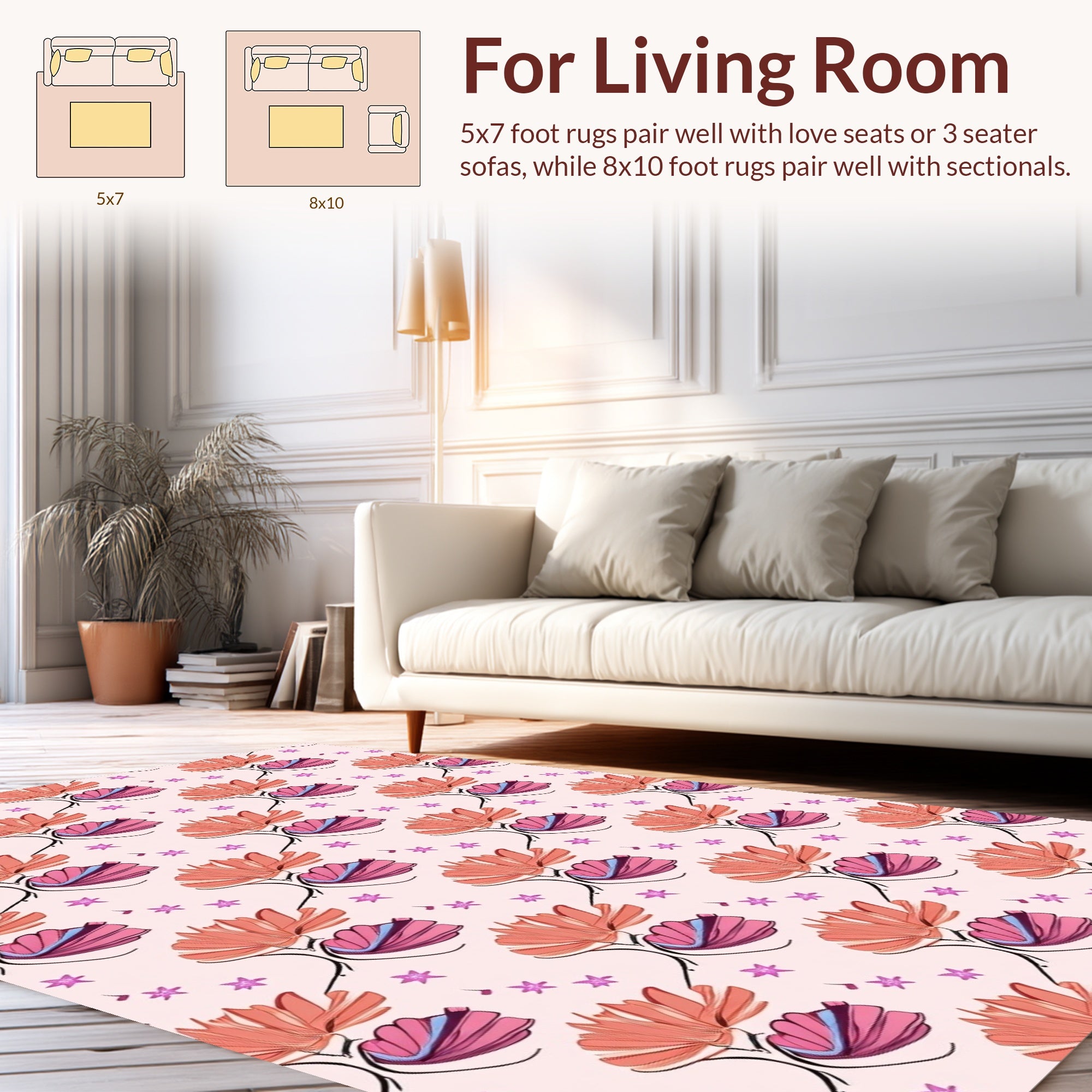 Whimsical Flower Star Pattern Design Rug