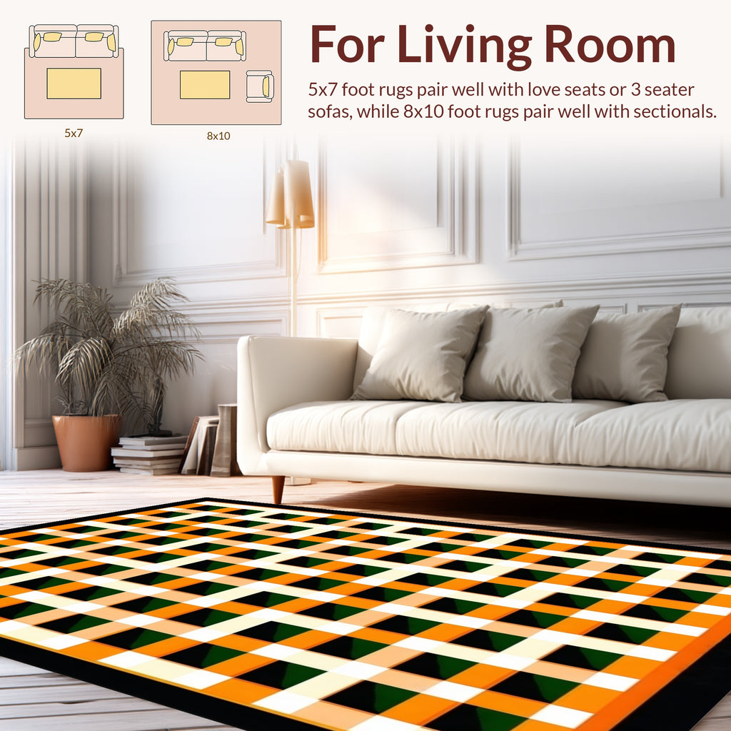 Bold Plaid Patterned Graphic Rug