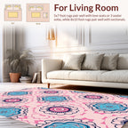 Pink Teal Floral Medallion Pattern Rug