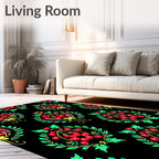 Folk Red Cherry Laurel Swag Rug