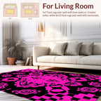 Bold Pink Black Abstract Symmetry Rug