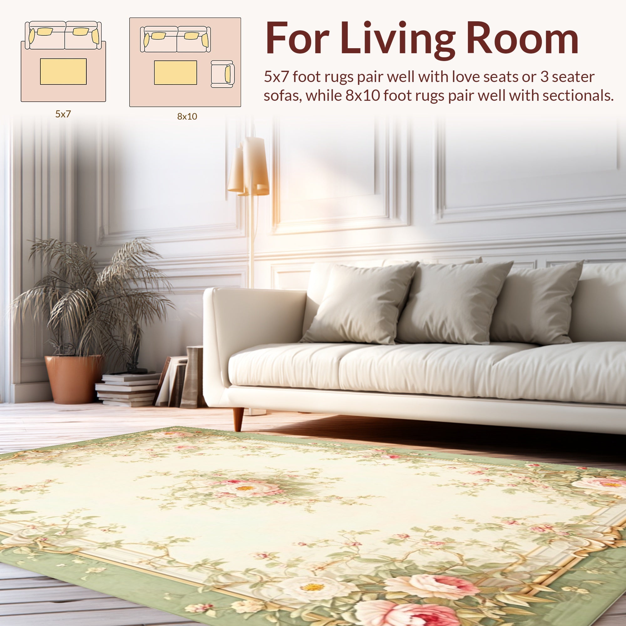Vintage Pink Floral Swirls Rug