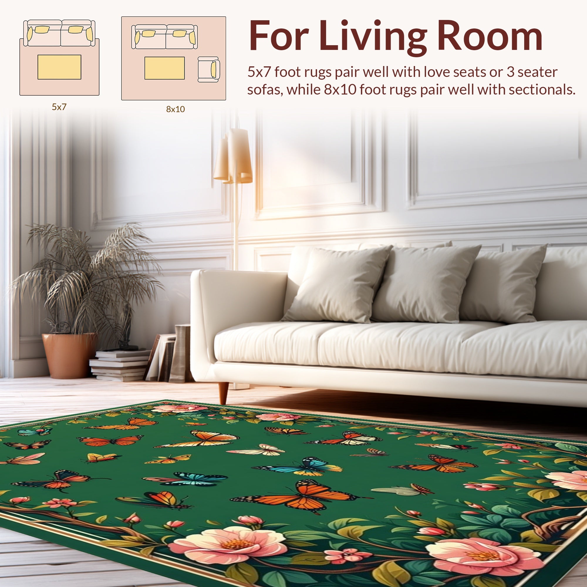 Floral Butterfly Garden Pattern Rug