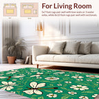 Green Dragonflies Daisy Floral Pattern Rug