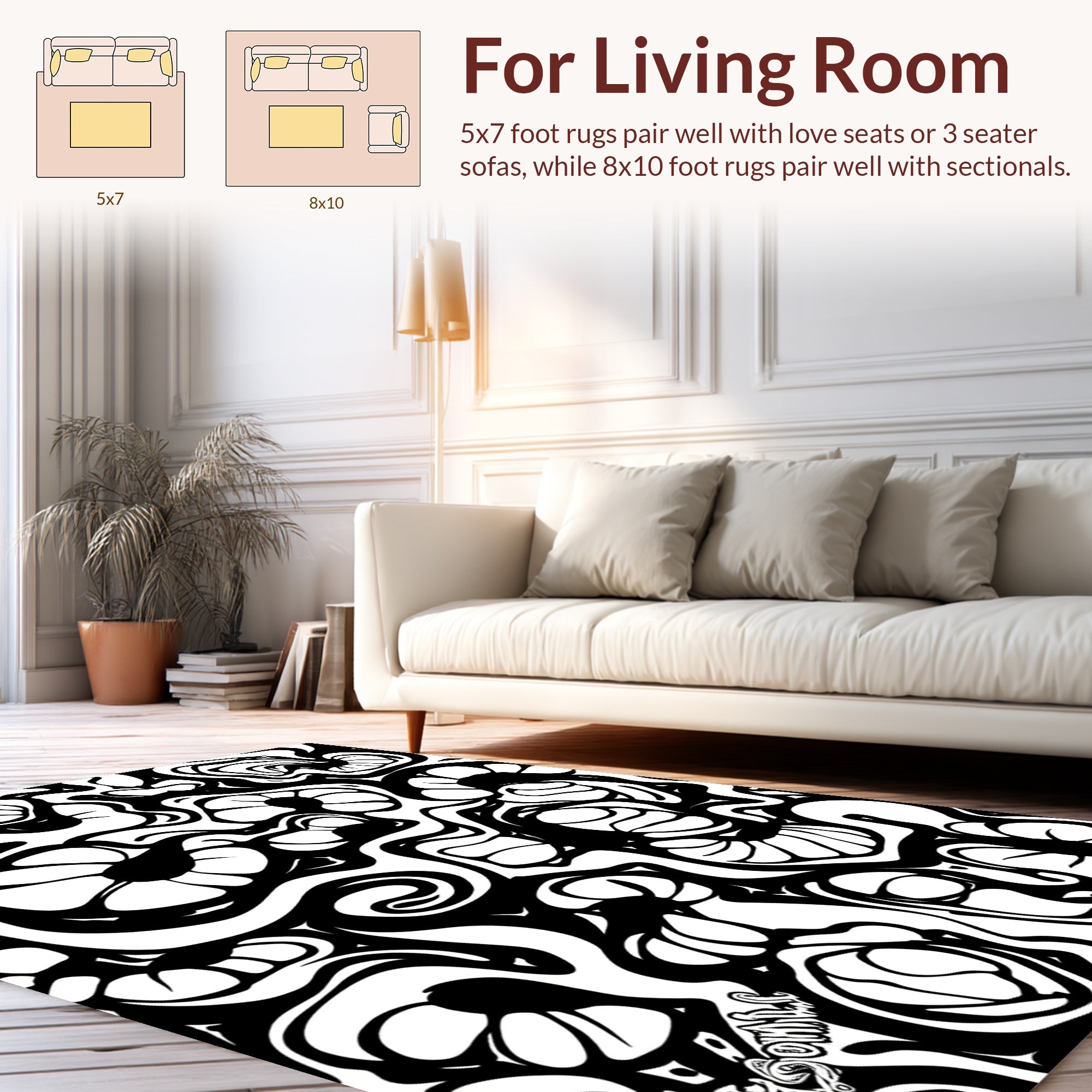 Abstract Organic Swirl Pattern Rug