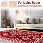 Elegant Red Floral Damask Design Rug