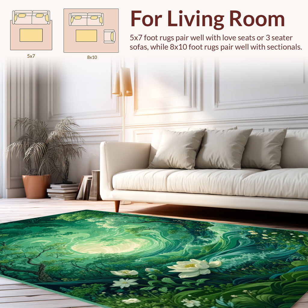 Enchanted Forest Water Flow Design Rug
