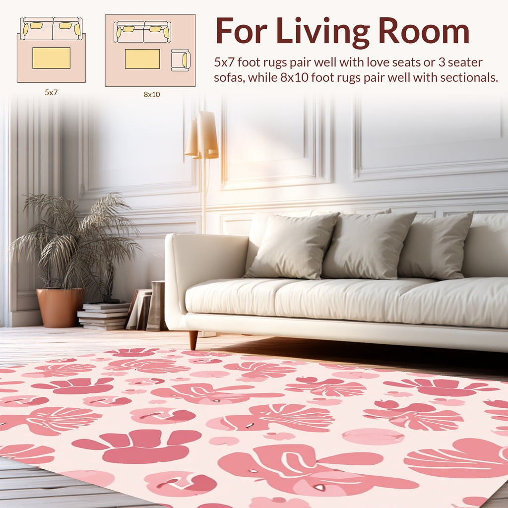 Playful Pink Floral Abstract Pattern Rug