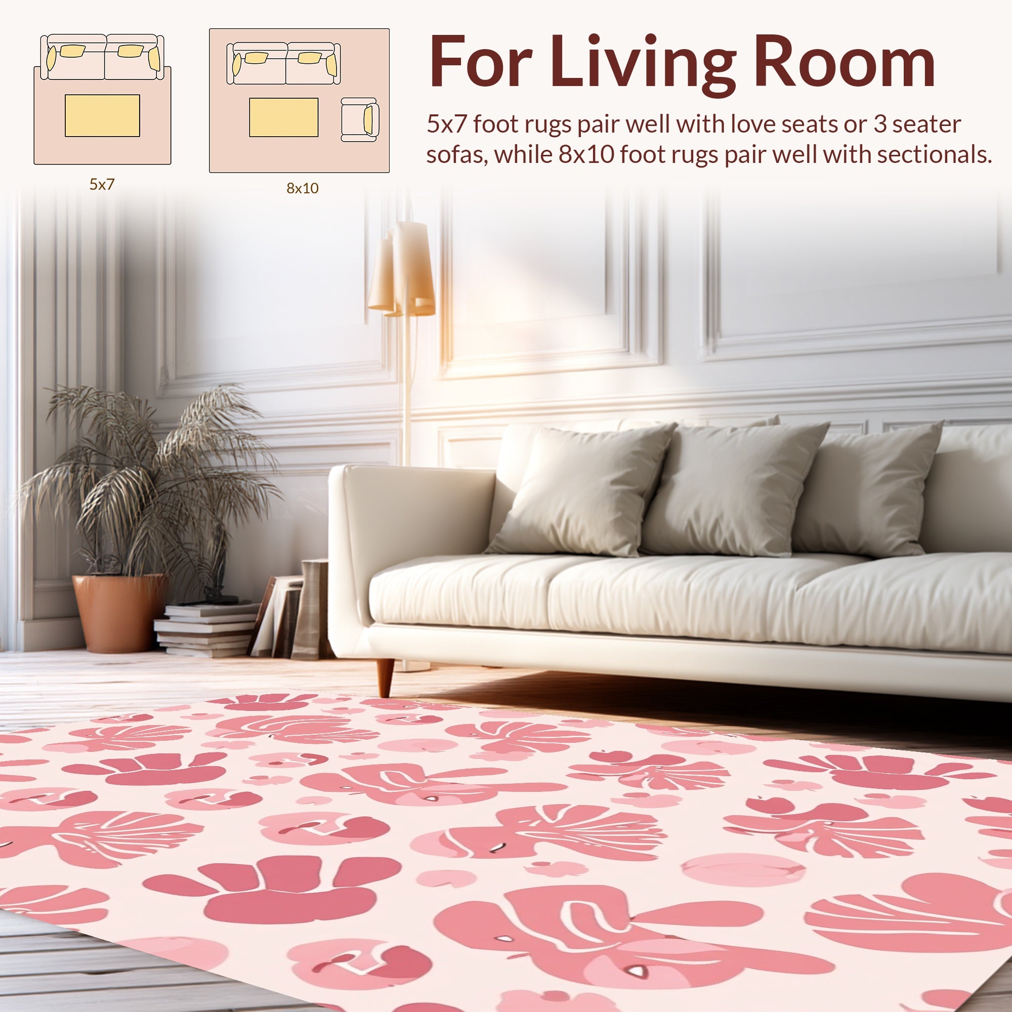 Playful Pink Floral Abstract Pattern Rug