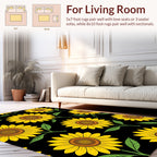 Bright Yellow Sunflower Pattern Rug